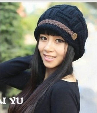 Woman knitted Caps earmuffs hat, fashion winter pure manual warm cap, four colors