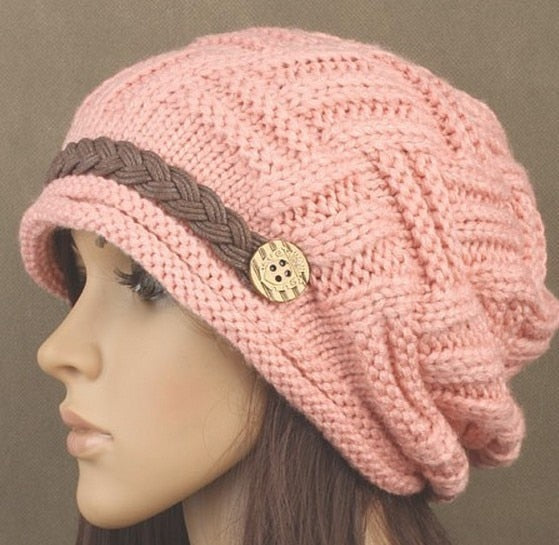 Woman knitted Caps earmuffs hat, fashion winter pure manual warm cap, four colors